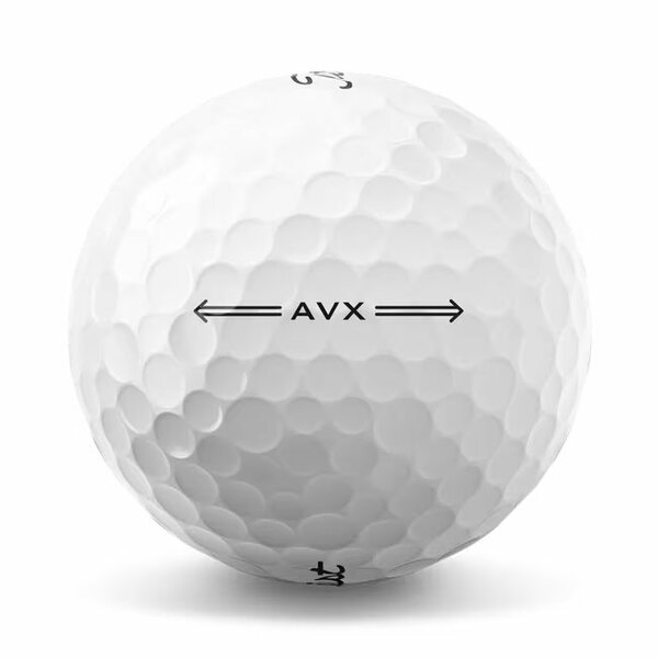 Titleist AVX golfballen met logo, het lijntje op de golfbal
