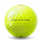 Gele Titleist AVX golfballen met logo, het lijntje op de golfbal