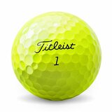 Gele Titleist AVX golfballen met logo, zichtbaar Titleist logo op de zijkant